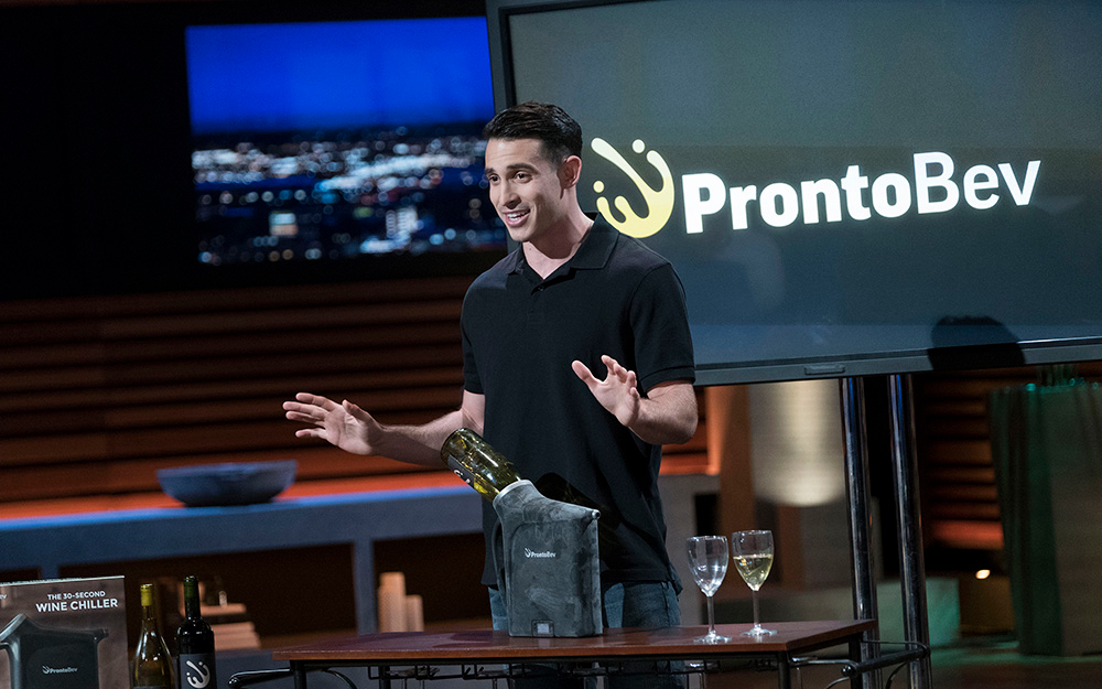 Alexander Simone (Arizona State, 2016) SHARK TANK - “Episode 907” - Two firefighters and entrepreneurs from Pembroke Pines, Florida, introduce their healthy, smoked fish dip; a hair- and beard-cutting template from an entrepreneur in Chapel Hill, North Carolina; two entrepreneurs from Vancouver, Washington, who created a unique hybrid of a stuffed animal and blanket for families on the go; and a device that chills an entire bottle of wine in just 30 seconds from an entrepreneur in San Francisco, California, on “Shark Tank,” SUNDAY, NOV. 12 (10:00-11:00 p.m. EST), on The ABC Television Network. (ABC/Eddy Chen)